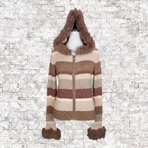 dELiA*s Hooded Cardigan with Plush Trim